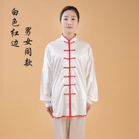 White Tai Chi suits, men's and women's Tai Chi suits, group martial arts performance suits, satin practice suits, and Baduanjin costumes thumbnail 3