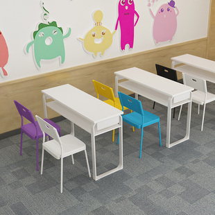 教育机构培训桌椅组合长条桌简约现代学校辅导班学习桌双人
