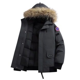 帅大鹅羽绒服男女01款冬季飞行员夹克短款保暖加厚白鸭绒情侣外套