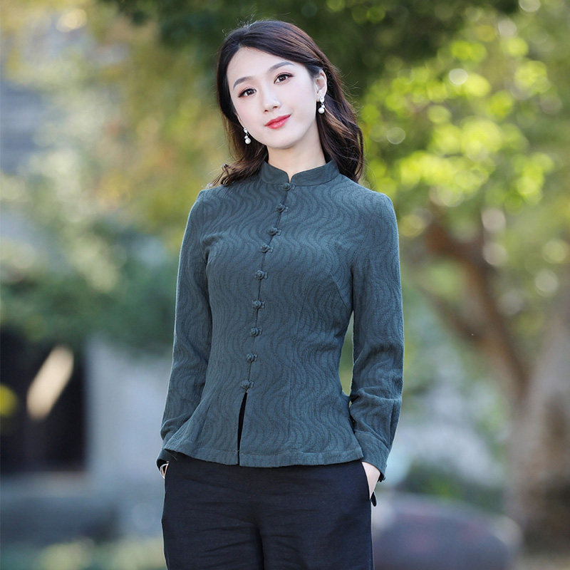 如意风唐装女复古中国风改良中式盘扣旗袍上衣禅意女装春秋款茶服