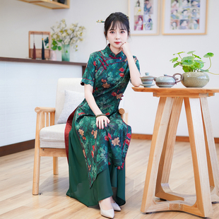 气质中长款 民国复古改良旗袍裙女新中式 旗袍24R585 新款 如意风夏季