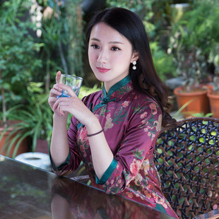 如意风春秋唐装女中国风旗袍式上衣短款改良复古茶服斜襟盘扣女装