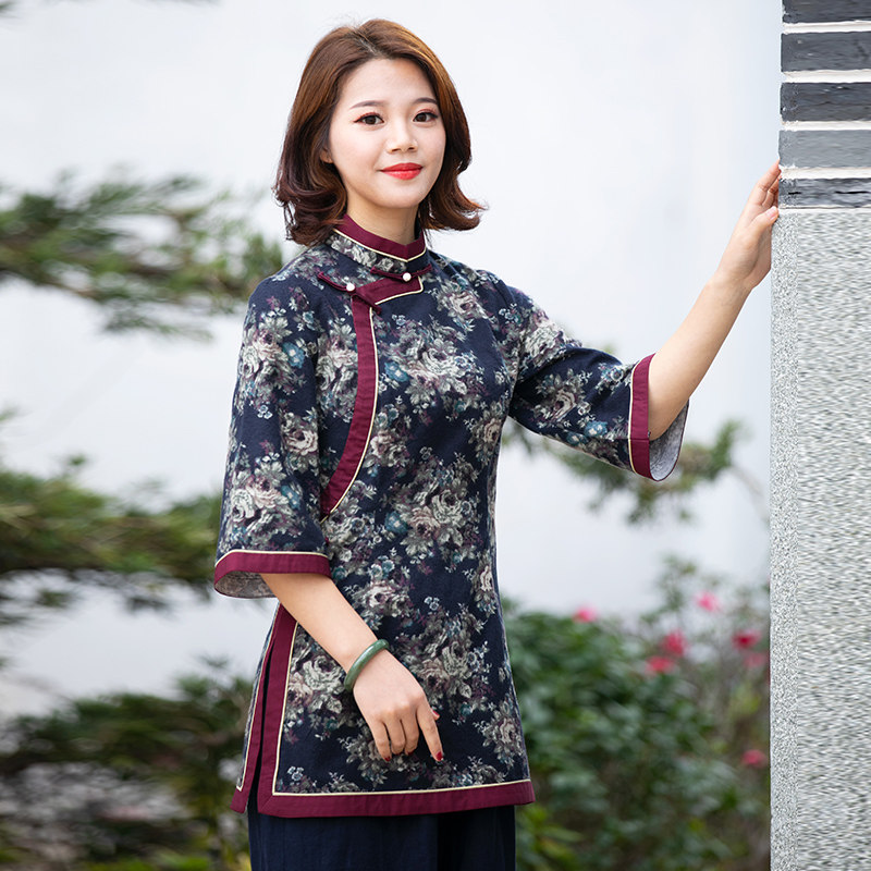 唐装中国风女装改良版时尚中式茶服复古中国风旗袍上衣民族风女装