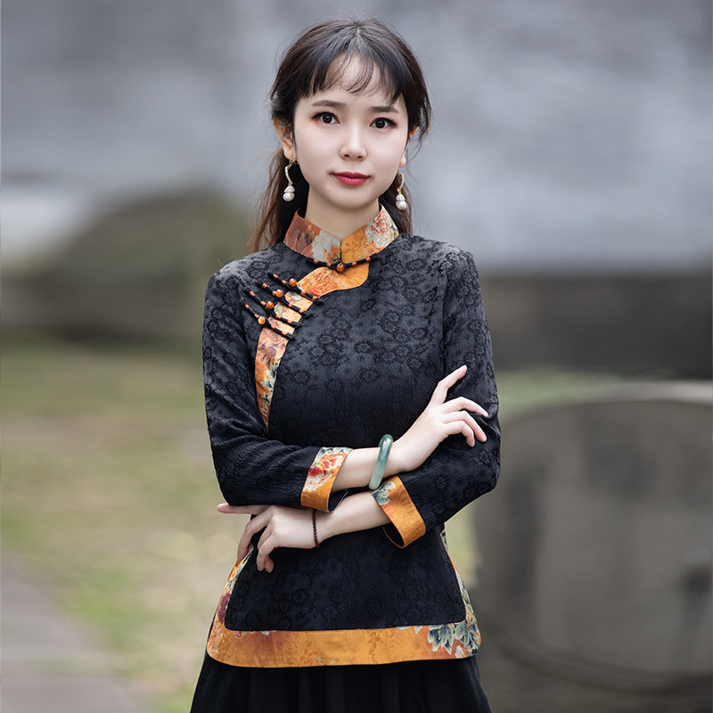 唐装女中国风秋款盘扣上衣