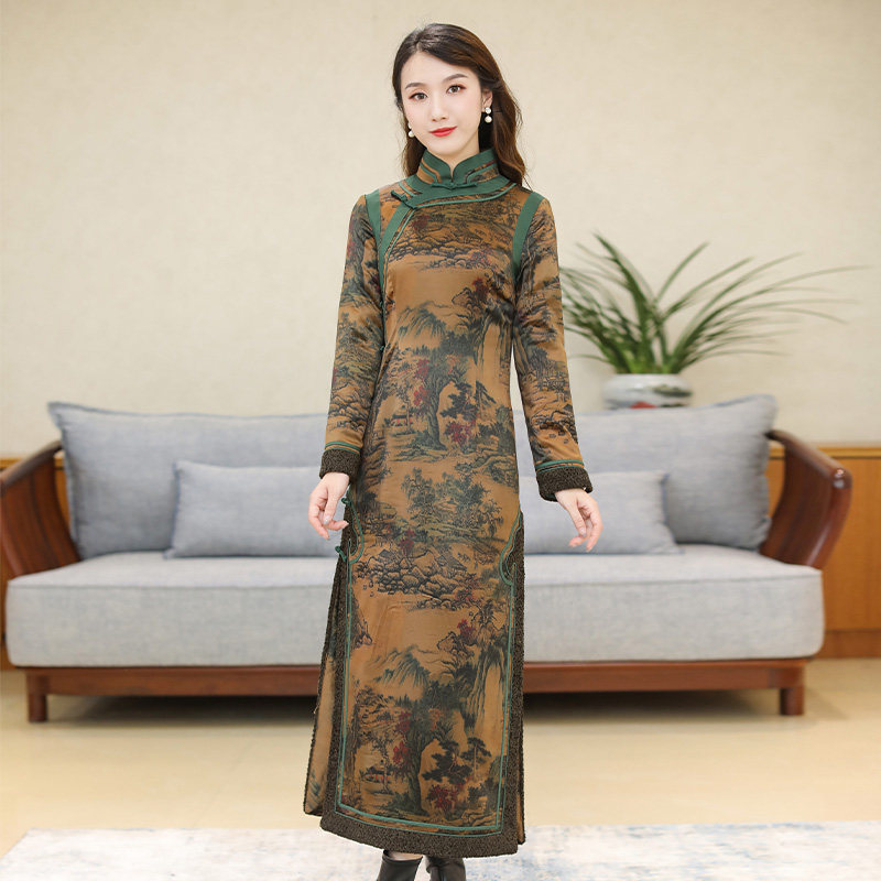 如意风冬季加厚夹棉旗袍年轻款高端改良气质复古中式民族风女装