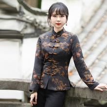 如意风冬季新款民族风复古唐装女上衣棉衣夹棉保暖中式外套23R695