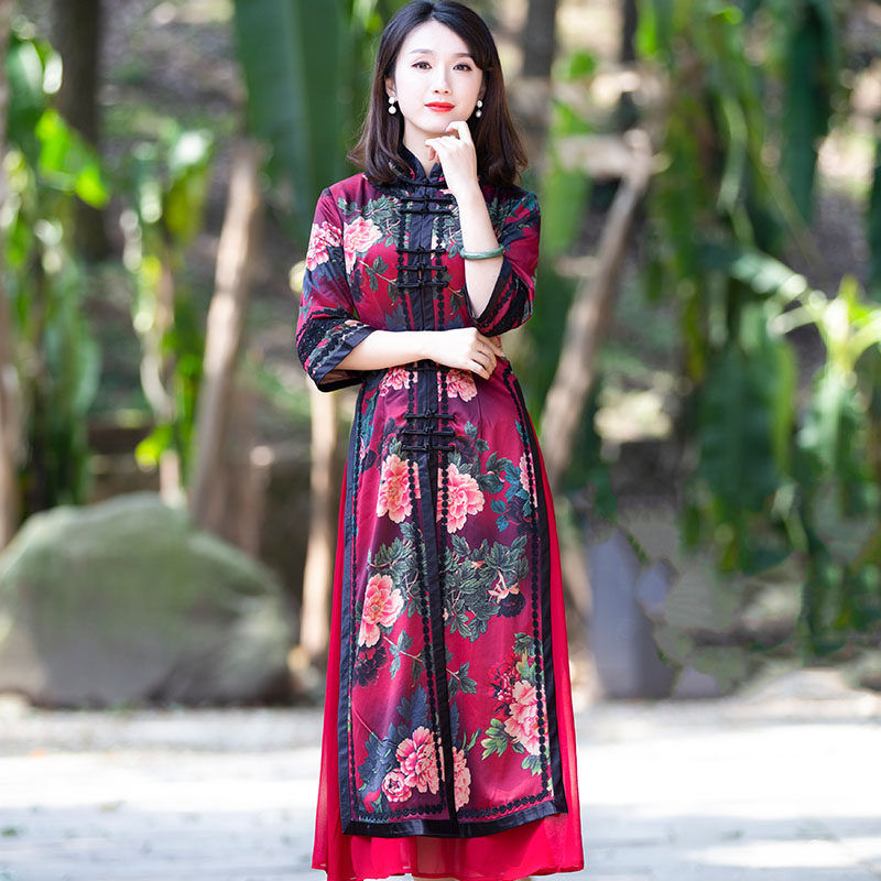 旗袍改良版连衣裙奥黛旗袍年轻款显瘦来淘宝搜索,发现更多好物