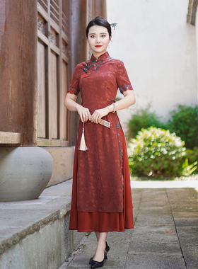 如意风夏季新款国风改良奥黛连衣裙显瘦气质高考季送考旗袍24R631