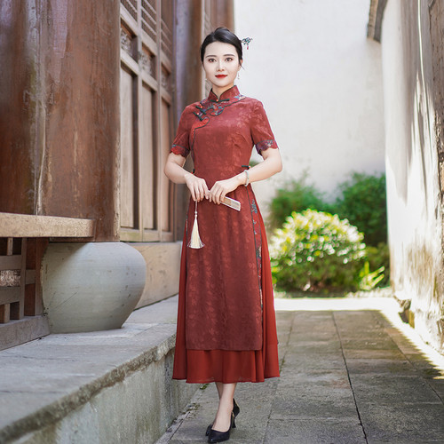 如意风夏季新款国风改良奥黛连衣裙显瘦气质高考季送考旗袍24R631