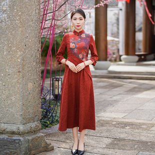 如意风2026新款红色绝美新中式旗袍女复古优雅女旗袍连衣裙25R557