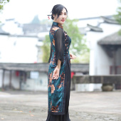 网纱飘逸时尚 女装 薄款 中国风新中式 高端修身 如意风改良旗袍夏季