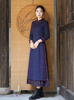 如意风冬季新款改良旗袍复古时尚优雅修身高端款上海老旗袍24R679