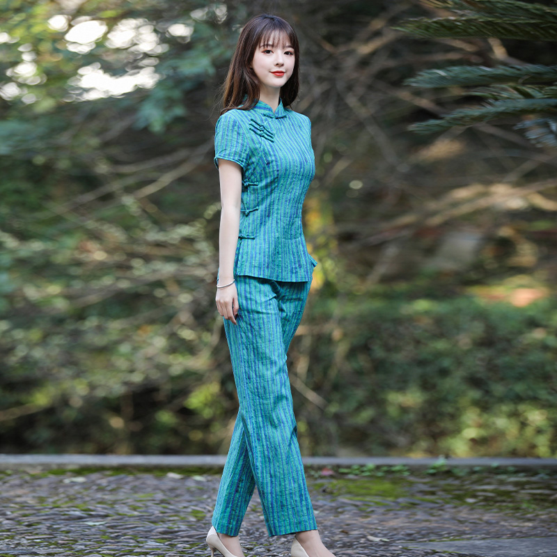 如意风新款旗袍时尚女夏职业套装