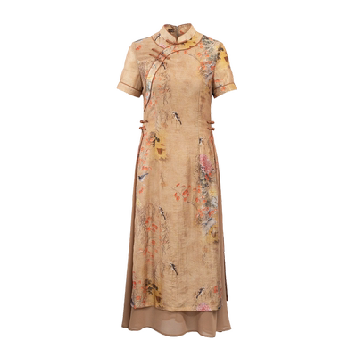 如意风夏季新款中国风奥黛旗袍连衣裙民国复古修身舒适裙子24R581