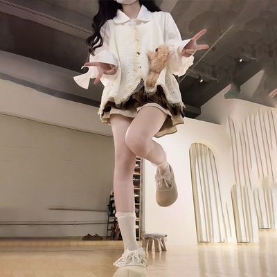 韩系甜美少女风娃娃领衬衫套装