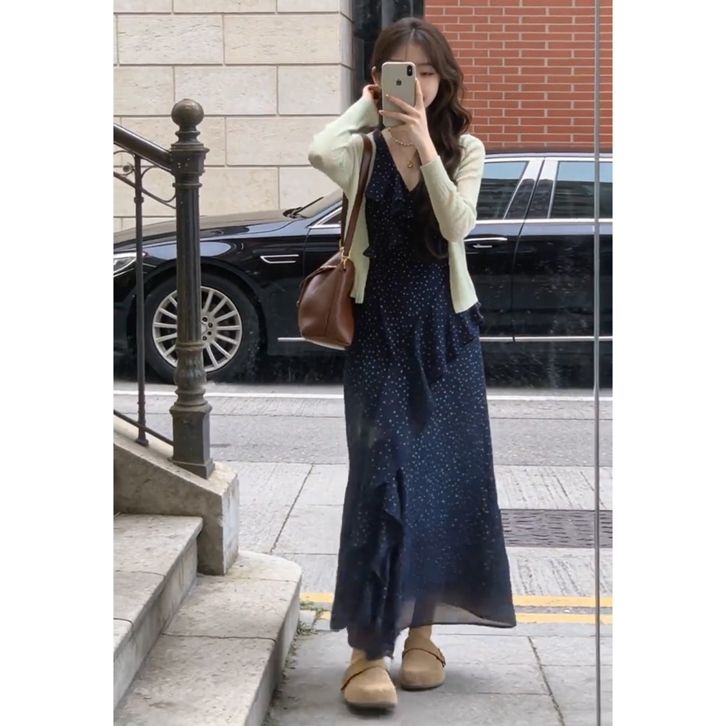 茶歇法式蓝色碎花连衣裙子女夏季2025新款海边度假气质巨好看套装