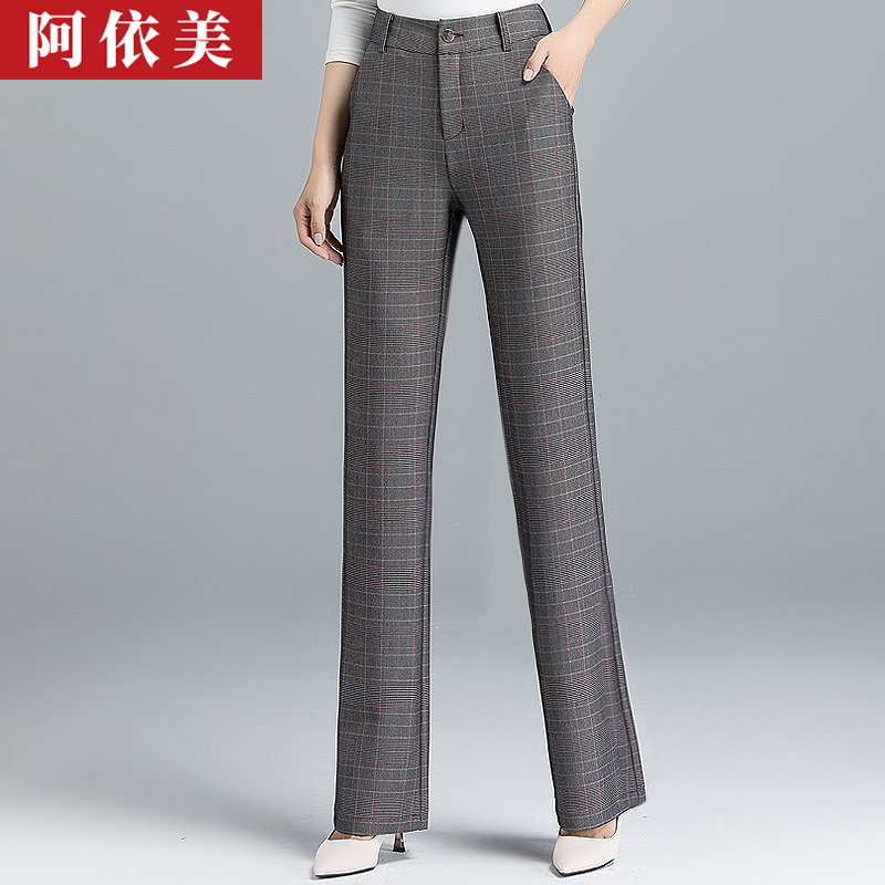 秋季长裤微喇阿依美千鸟格百搭