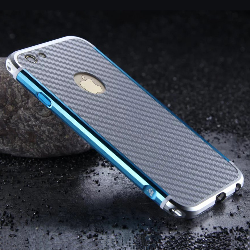 iy Rainbow Aluminum Metal Bumper Carbon Fiber Back Cover Case for Apple iPhone 6S Plus/6 Plus & iPhone 6S/6