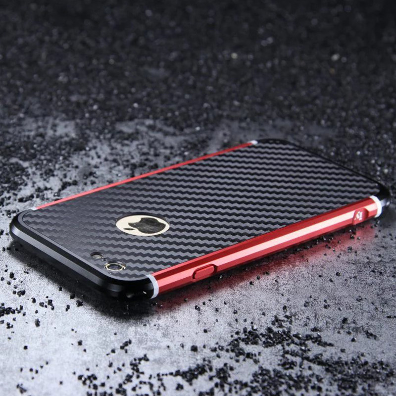 iy Rainbow Aluminum Metal Bumper Carbon Fiber Back Cover Case for Apple iPhone 6S Plus/6 Plus & iPhone 6S/6