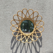 户外梳妆化妆镜藤编镜子民宿客厅玄关装 饰镜墙饰壁挂艺术拍摄挂镜