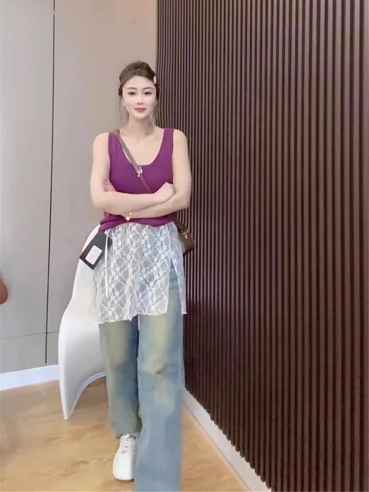 雅依欧货设计蕾丝花边叠穿网纱裙帘氛围感纱裙系带围裙半身裙屁帘