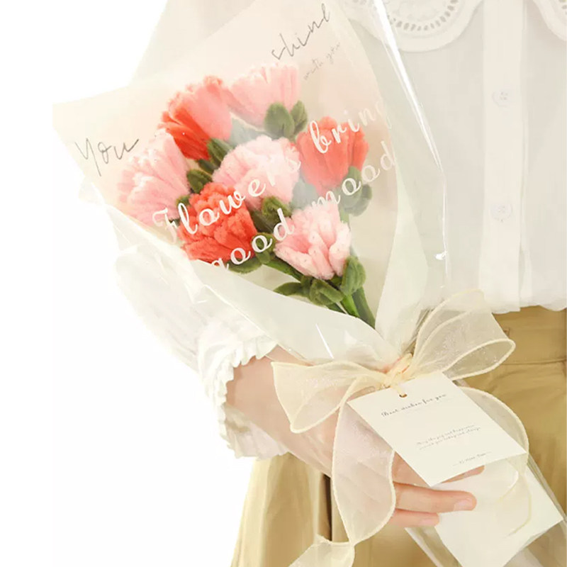 母亲节康乃馨手工编织DIY自制花束特密扭扭棒材料包送妈妈礼物