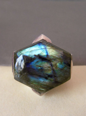 欧美风质感拉长石男女款银戒指