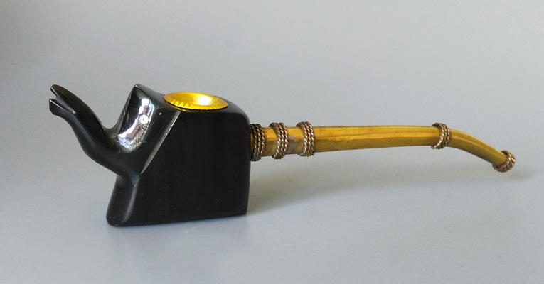 现货印度特色手工装饰摆件牦牛骨雕古朴可爱小象长寿龟铜烟斗男士