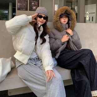 矮个子大毛领时尚羽绒棉女短款2026冬季新款加厚保暖显瘦短款外套