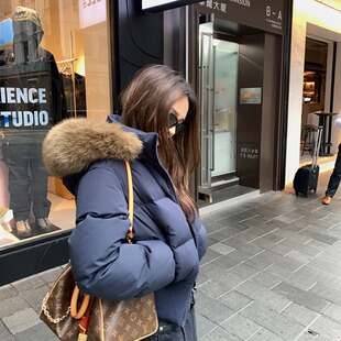 收腰短款羽绒棉袄女2026年新款大毛领面包服棉衣小个子秋冬季外套