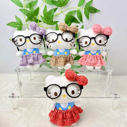 叮当小孩新款挂件三丽鸥hellokitty经典眼镜凯蒂猫卡通毛绒玩偶