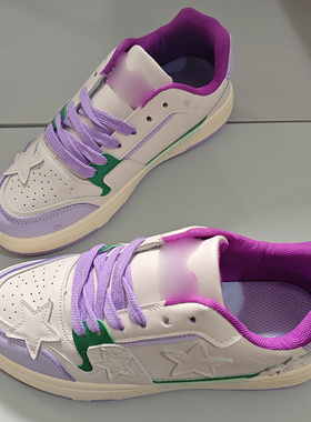 断码清仓2024春季透气紫色星星板鞋百搭休闲运动潮鞋小白潮鞋