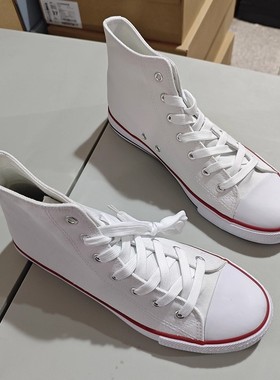 断码清仓捡漏~经典百搭白色高帮简约帆布鞋女款时尚休闲板鞋潮流