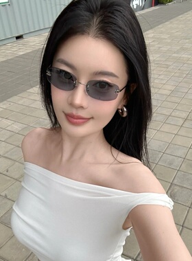 韩版ins复古Y2K无框黑色中古墨镜