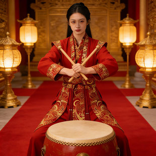 万马奔腾旗子舞苍穹唤舞蹈打鼓服元旦新年节庆表演演出服装运动会