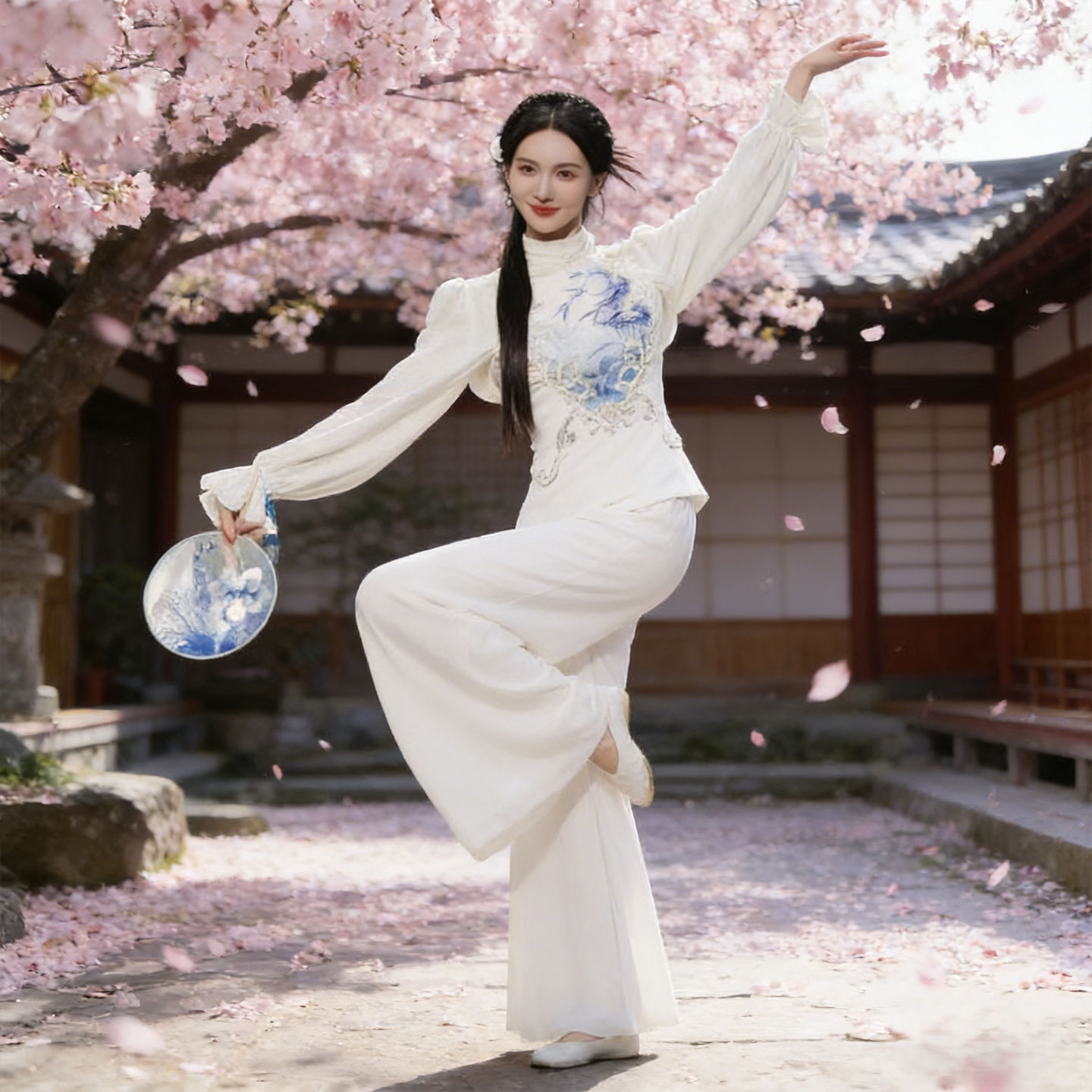 金晨同款青花瓷小雨画中游西楼别序予君书儿童舞蹈演出服装女繁花