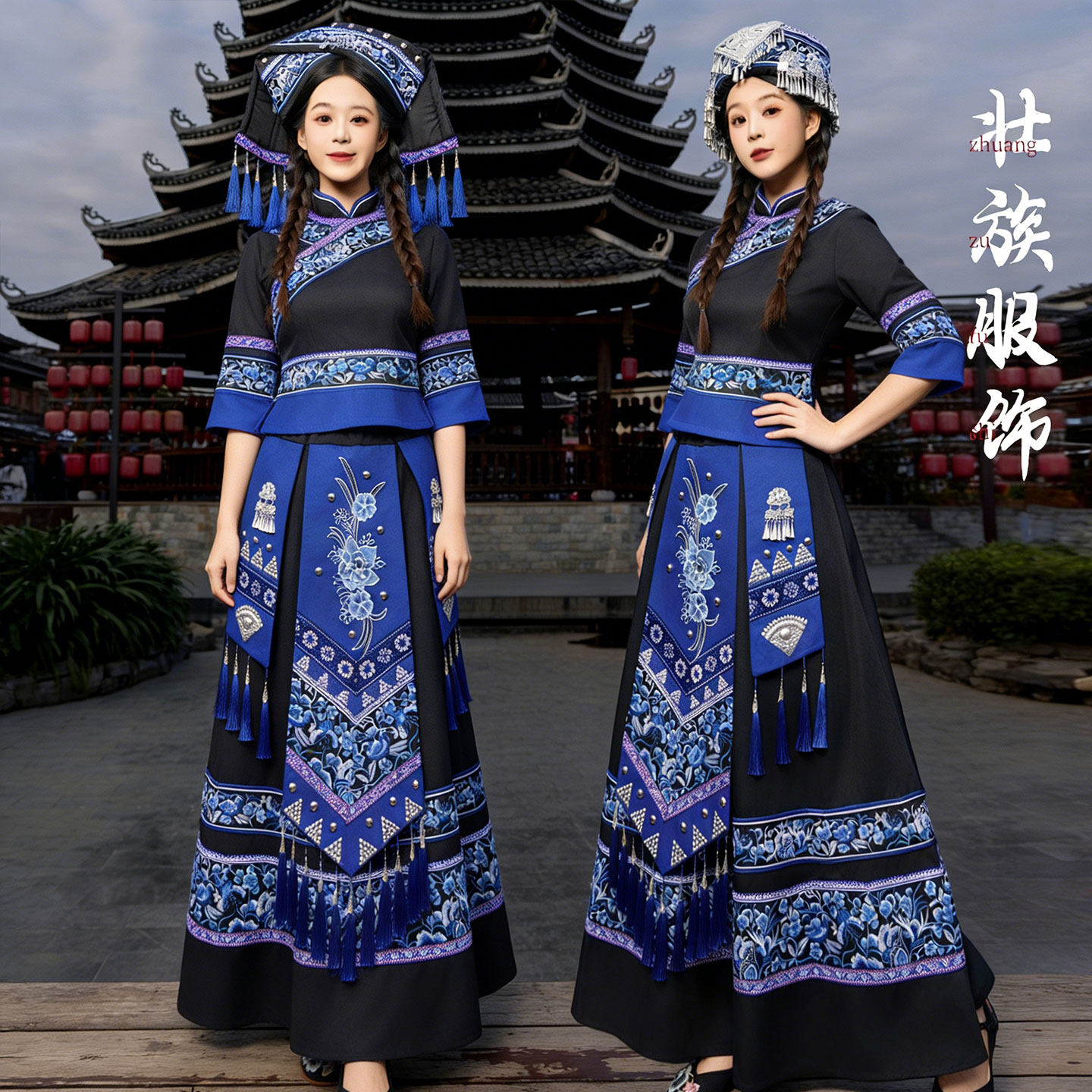 壮族女欢歌锦绣迎三月三演出服