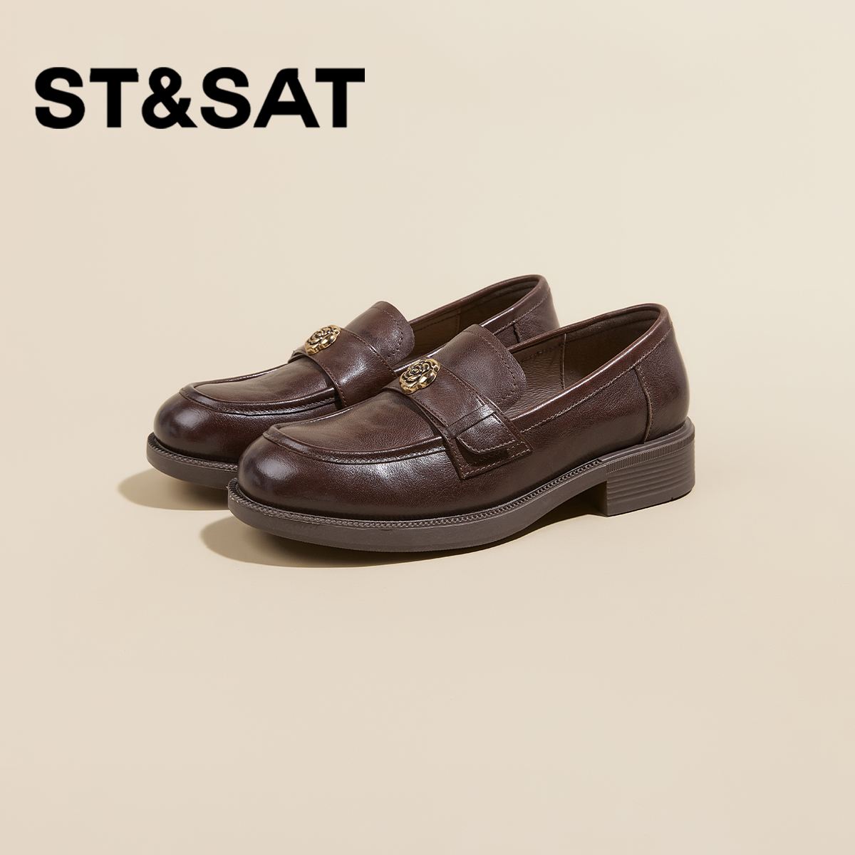 星期六厚底乐福鞋真皮软底不累脚