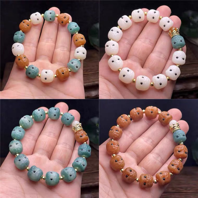 天然菩提根雕刻阿呆文玩男女款手串手链佛珠配件