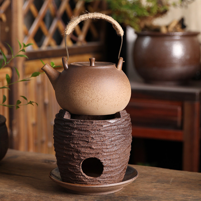 复古木碳炉煮茶壶陶瓷烧水壶粗陶明火养生壶家用小型户外功夫茶具,餐饮具,煮茶炉,淘宝优惠券,粉丝福利购,淘宝优惠卷