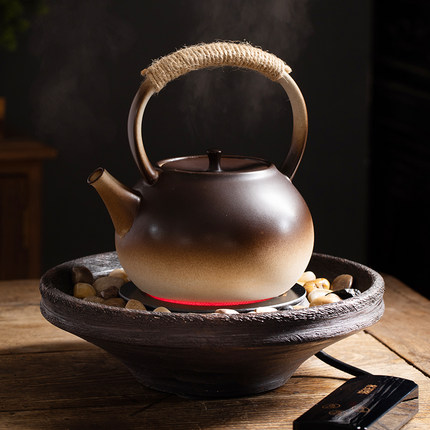 复古围炉煮茶壶陶瓷烧水壶阳台户外碳炉电陶炉家用老白茶养生壶
