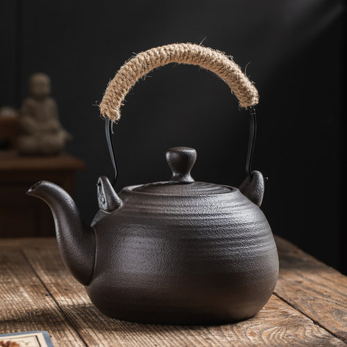 黑陶烧水壶煮茶壶提梁