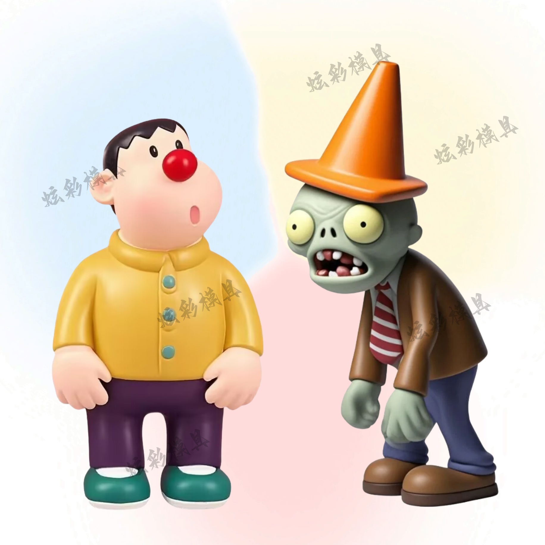 爆款DIY植物大战僵尸卡通涂鸦模具彩绘石膏娃娃乳胶立体磨具手绘