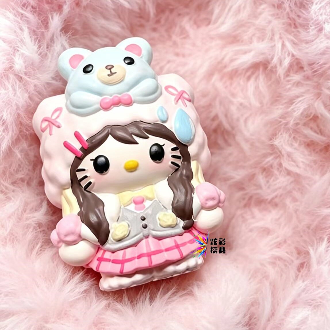 DIY汗珠小熊KT猫涂鸦玩具模具彩绘石膏娃娃乳胶立体磨具卡通手绘3