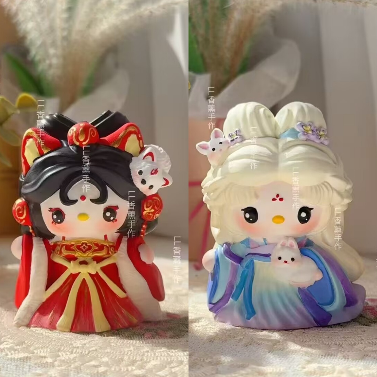 嫦娥妲己狐狸KT猫手绘工新款涂鸦模具彩绘石膏娃娃乳胶立体磨具