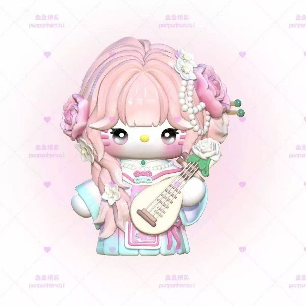 DIY琵琶KT猫涂鸦玩具模具彩绘石膏娃娃乳胶立体磨具卡通手绘3D