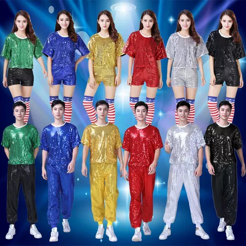 啦啦队服装女套装成人学生爵士舞舞蹈服现代舞亮片演出服街舞跳舞