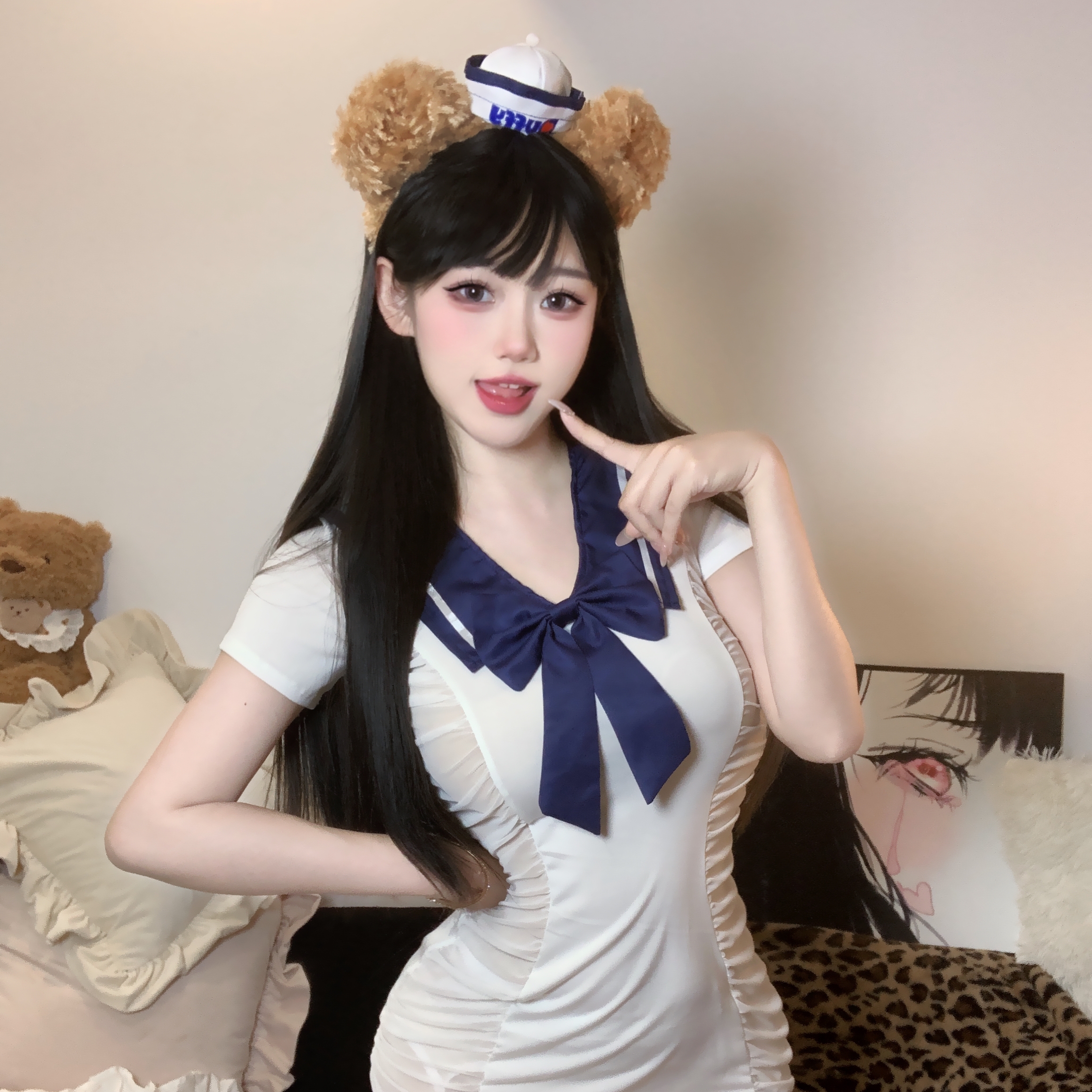 性感纯欲镂空蝴蝶结学院风水手紧身包臀裙情侣约会制服晴趣qqny