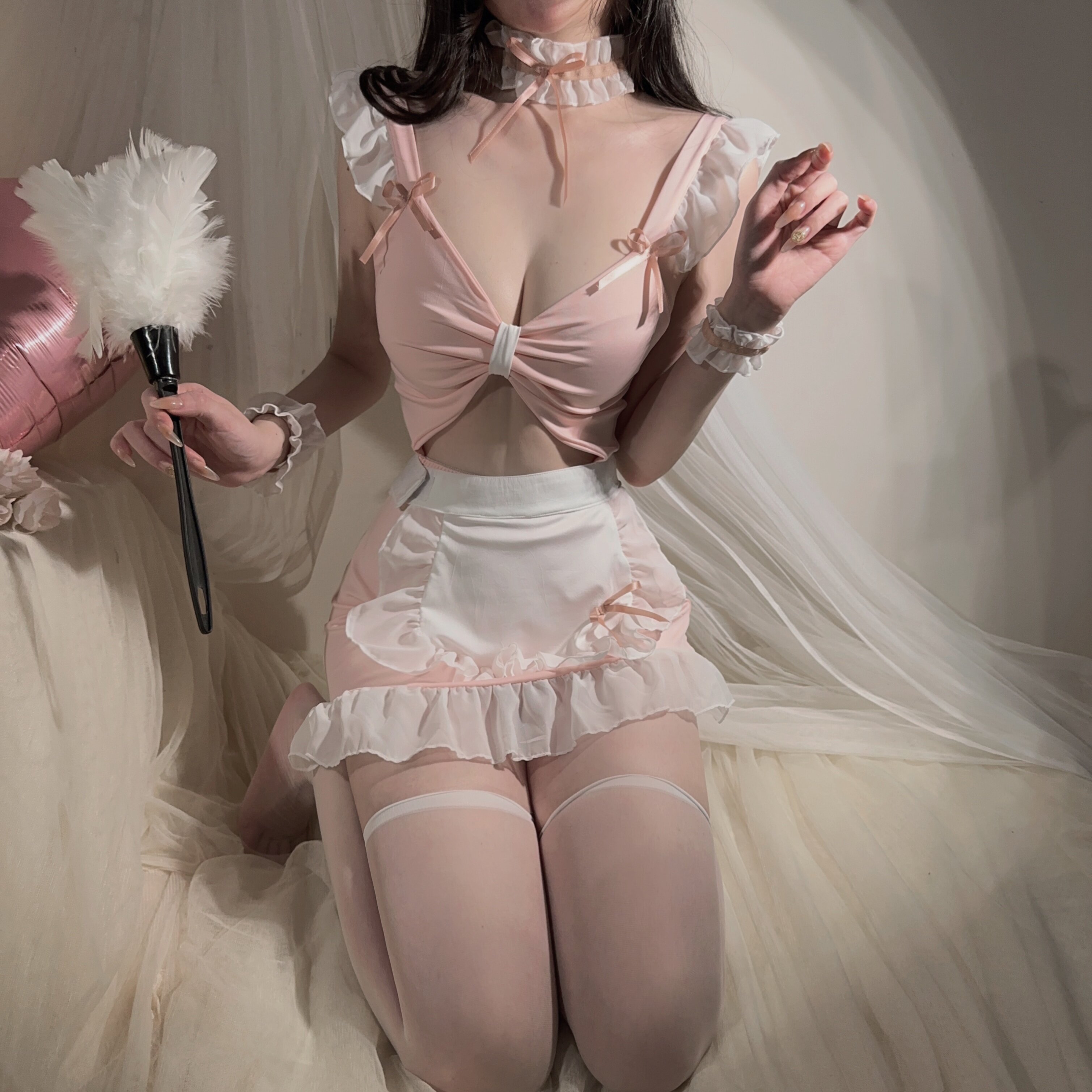 性感纯欲粉嫩小胸女仆cosplay角色扮演清纯露背女佣制服晴趣内衣