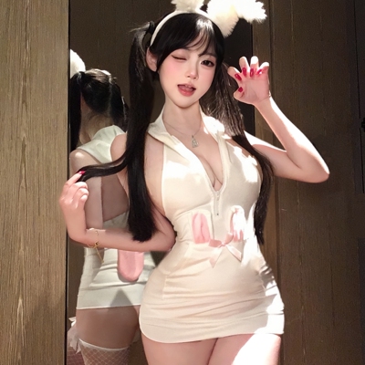 性感纯欲二次元露背兔女郎连帽衫包臀裙情侣约会清纯制服晴趣qqny